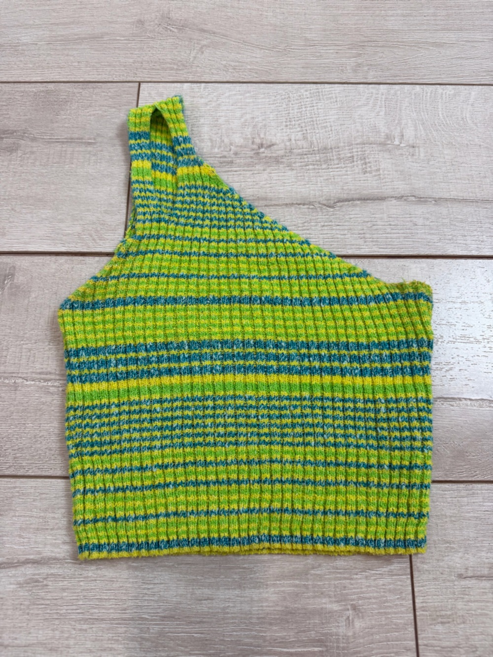 Urban Outfitters Crochet Knit Tank Top Green Blue Striped Sleeveless Boho Y2K